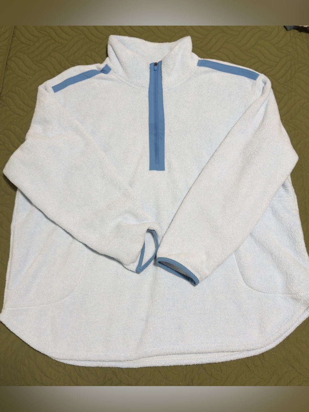 Xersion Women’s 2X Light Blue Sherpa Fleece Pullover 1/4 Zip Cozy Jacket